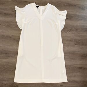 NEW ESCADA SHIFT V-NECK MIDI DRESS OFF WHITE SZ42=L